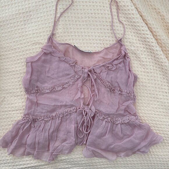 Zara Dusty Pink Ruffled Top - Picture 2 of 3